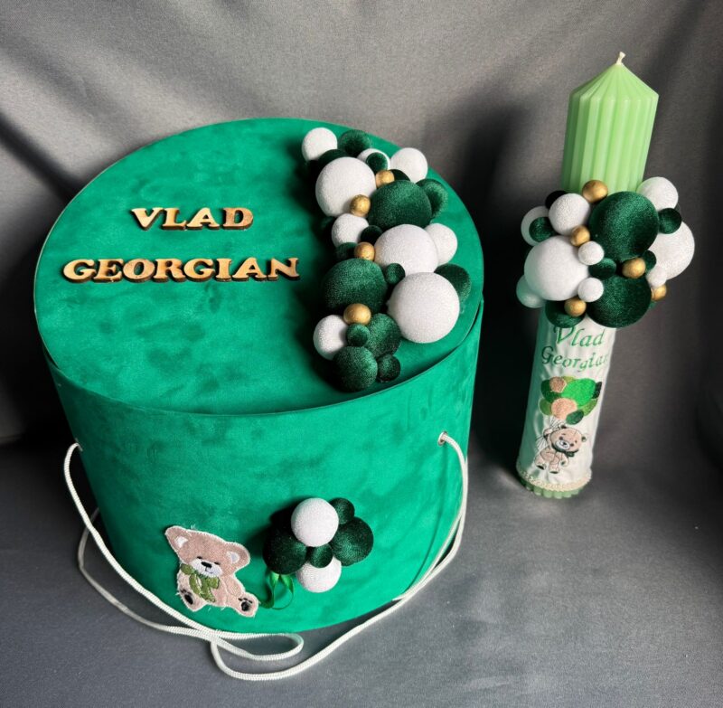 Set Trusou Botez Personalizat Ursulet Lime