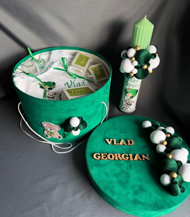 Set Trusou Botez Personalizat Ursulet Lime