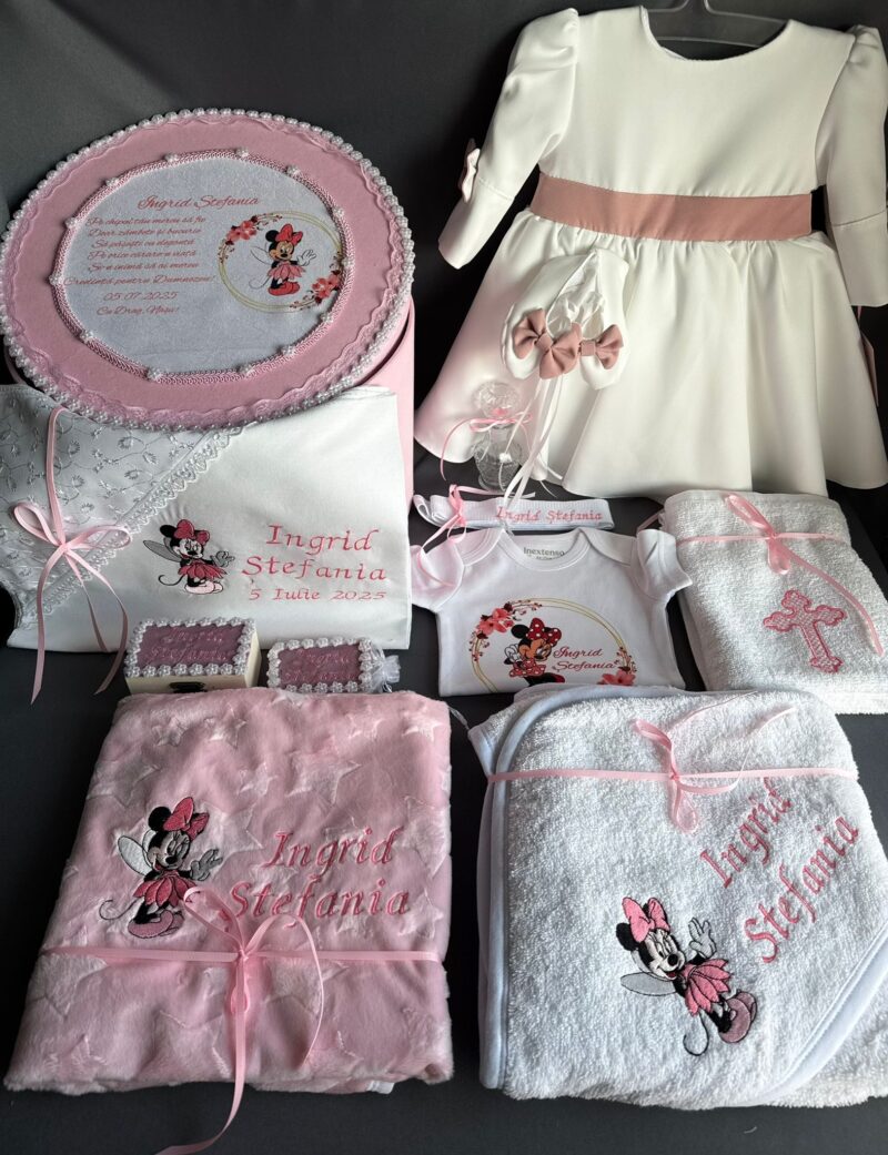 Set trusou Minnie complet cu rochita alba