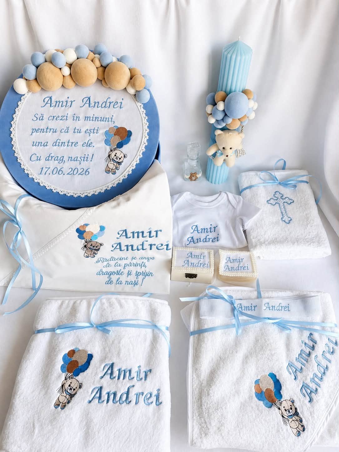 Set Trusou Botez Personalizat Ursulet Bleo