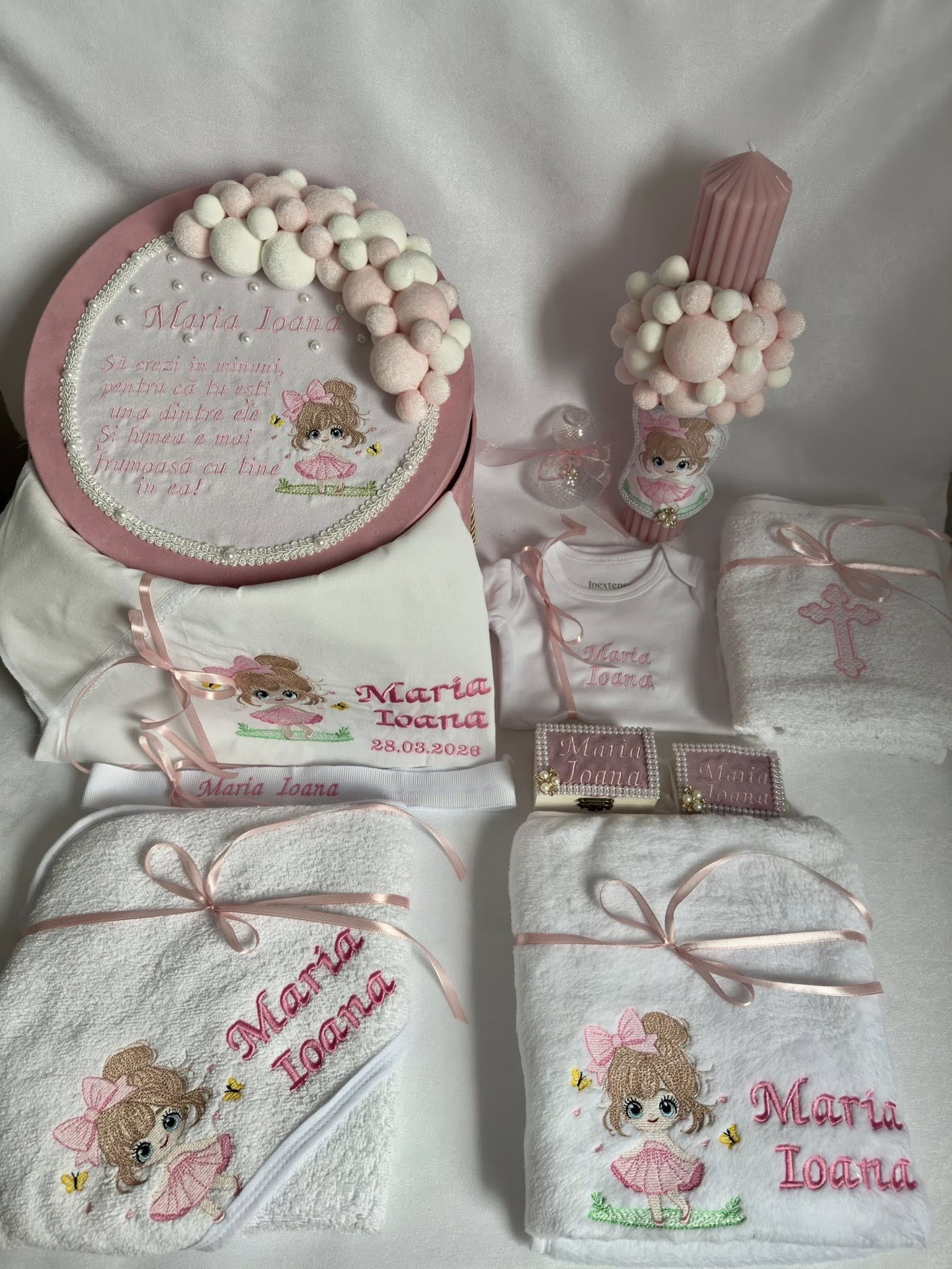 Set Trusou Botez Personalizat Fetiță Roz