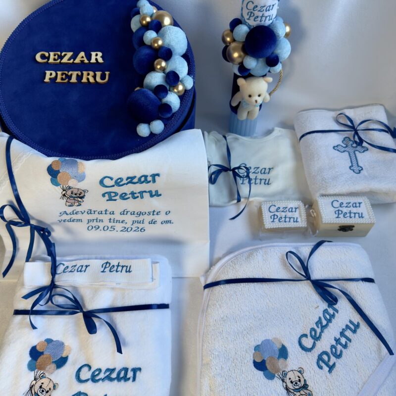 Set Trusou Botez Personalizat Baloane Bleomarin