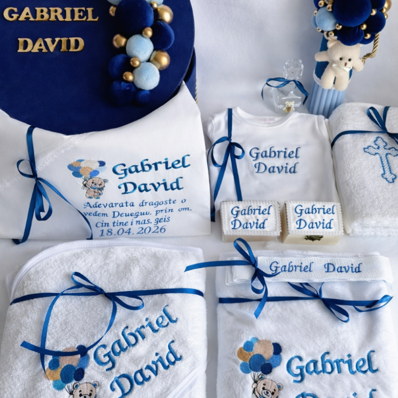 Set Trusou Botez Personalizat Baloane Bleomarin