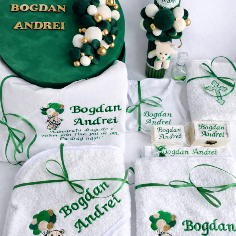 Set Trusou Botez Personalizat Baloane Verzi