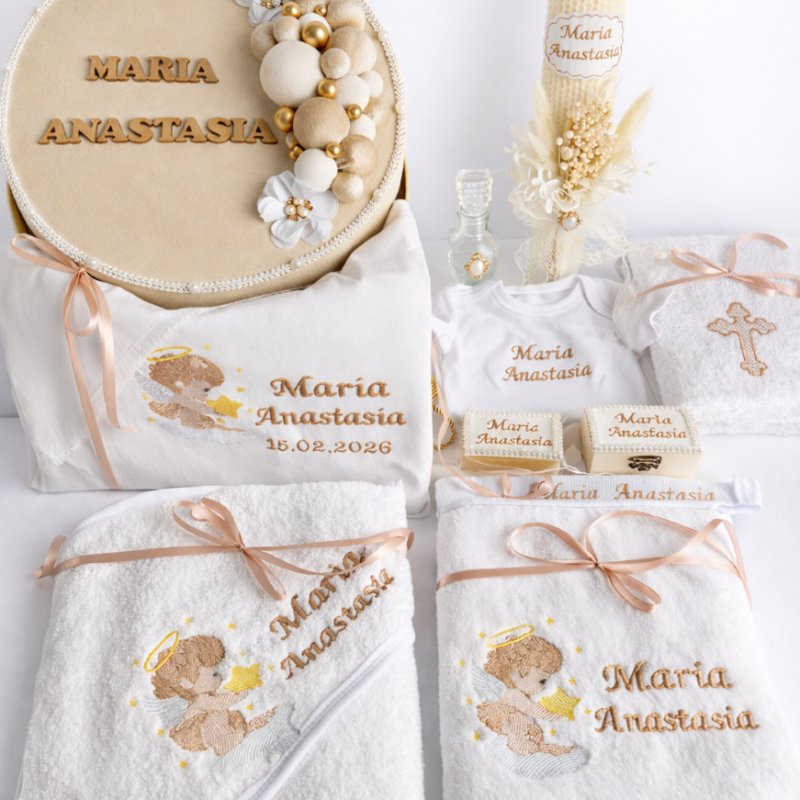 Set Trusou Botez Personalizat Inger Bej