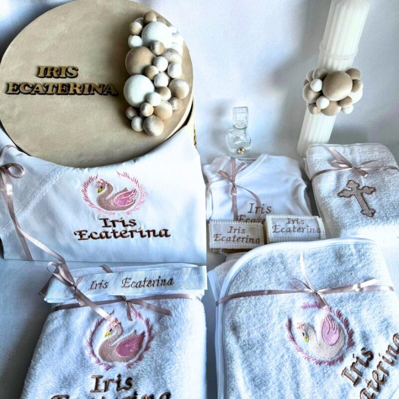 Set Trusou Botez Personalizat Lebada
