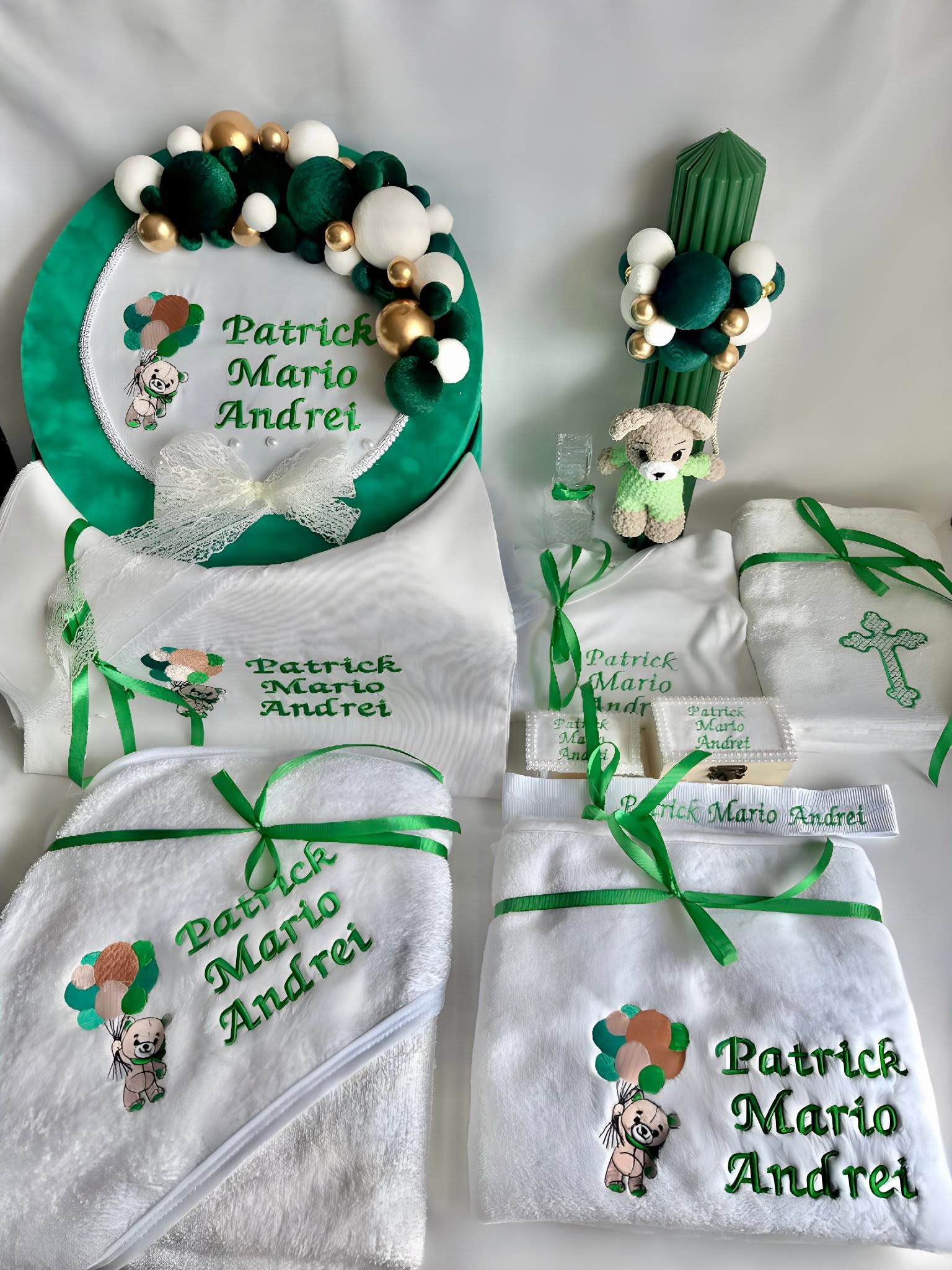 Set Trusou Botez Personalizat Ursulet Crosetat
