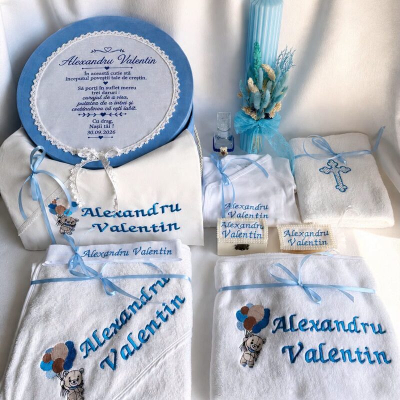 Set Trusou Botez Personalizat Ursulet Bleo