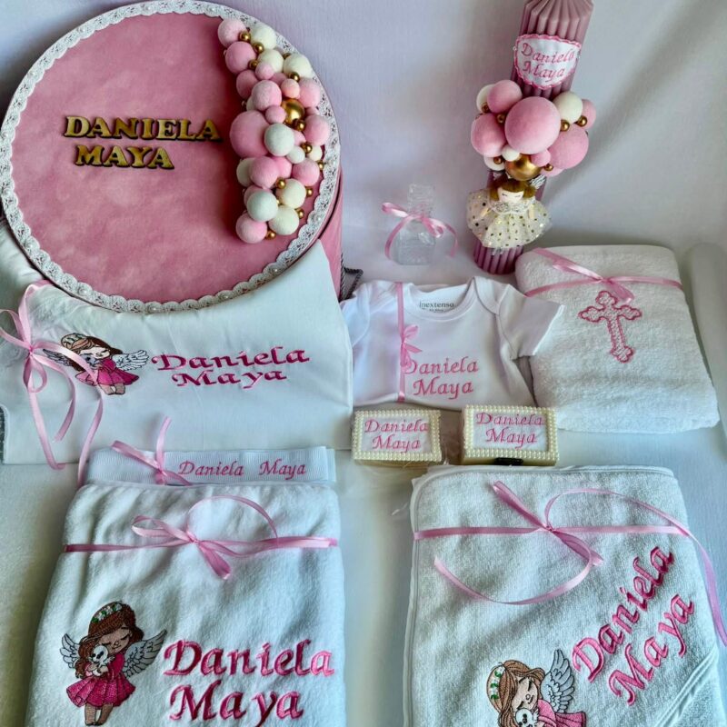 Set Trusou Botez Personalizat Inger Roz
